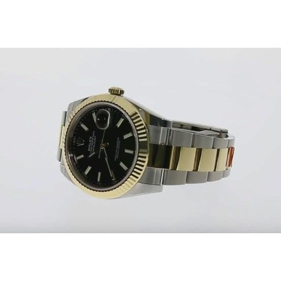 Montre Rolex Cadran Noir Datejust Ii Bracelet huître acier inoxydable & Or3