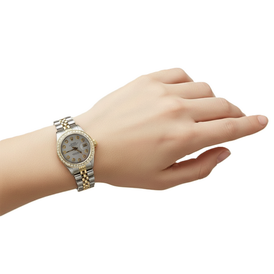 Montre Rolex Date-Just pour femme avec cadran blanc et diamant P2