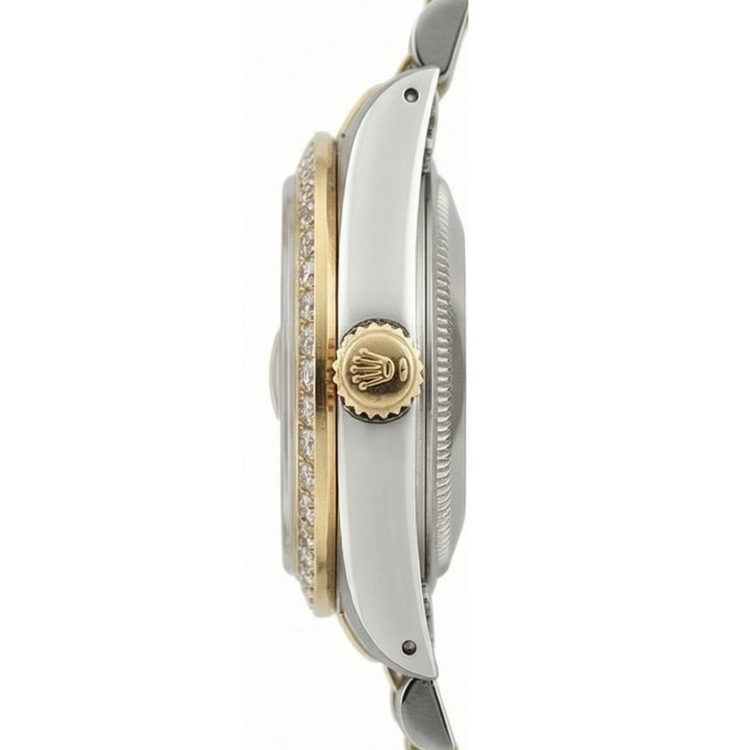 Montre Rolex Date-Just pour femme avec cadran saumon et lunette diamantée