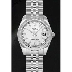 Montre Rolex Date-just 31 mm en or blanc avec lunette cannelée