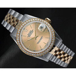 Montre Rolex Date-just Champagne Cadran à bâton 31 mm pour femme