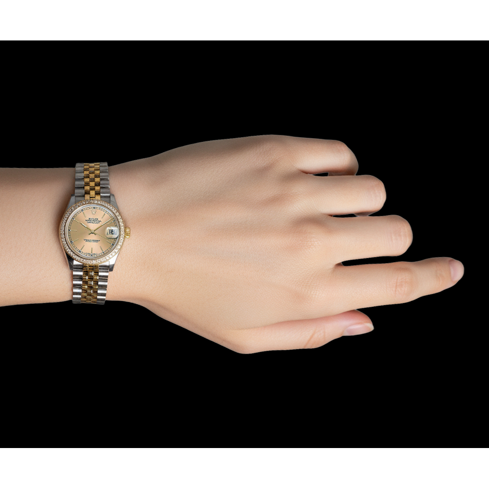 Montre Rolex Date-just Champagne Cadran à bâton 31 mm pour femme P4