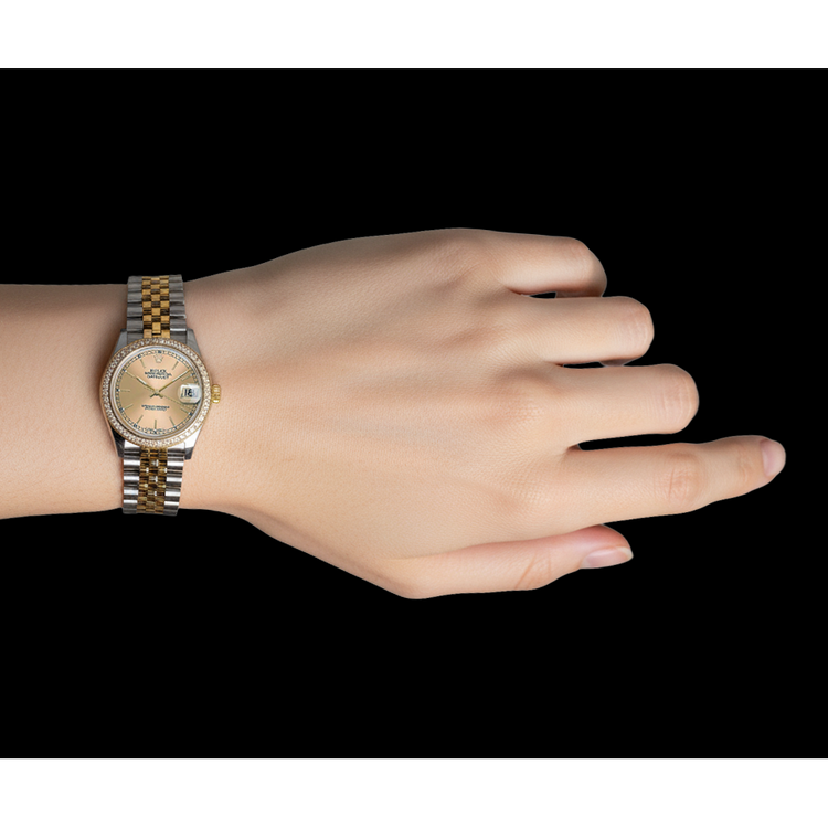 Montre Rolex Date-just Champagne Cadran à bâton 31 mm pour femme P4