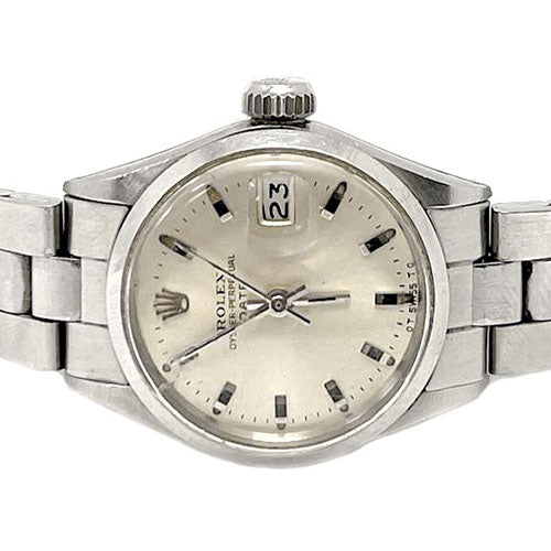 Montre Rolex Date 26 mm en acier inoxydable avec cadran argenté