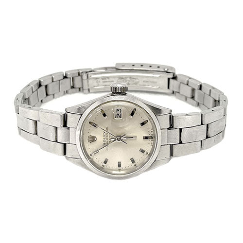 Montre Rolex Date 26 mm en acier inoxydable avec cadran argenté