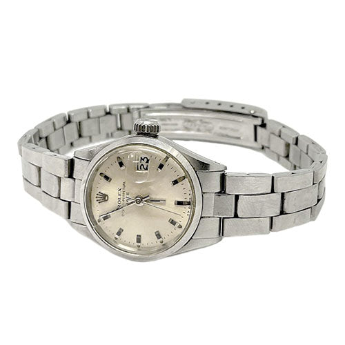 Montre Rolex Date 26 mm en acier inoxydable avec cadran argenté