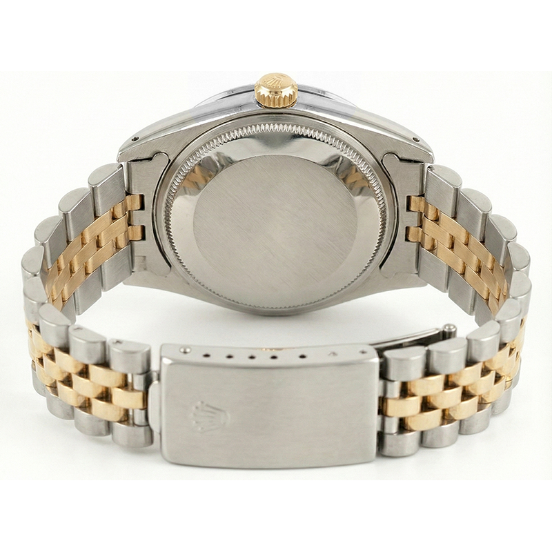 Montre Rolex Date Cadran Bâton Argent Lunette Diamant acier inoxydable & Jubilé D'or