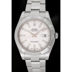 Montre Rolex Date Just Ii en acier inoxydable pour homme 41 mm, cadran blanc