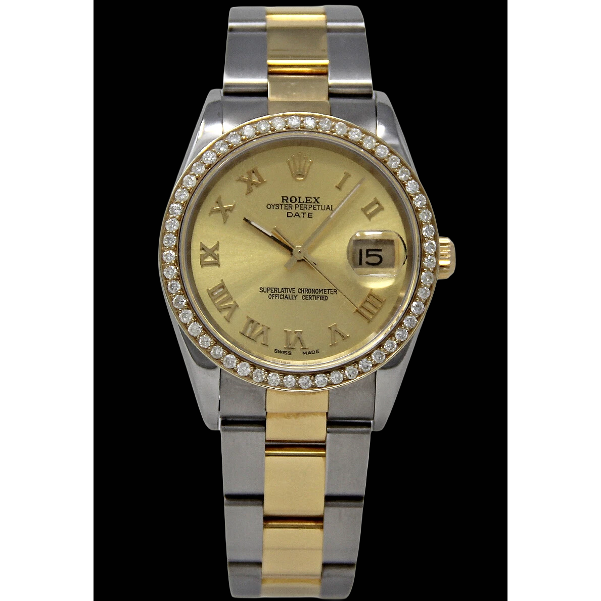 Montre Rolex Date Series pour homme et femme en acier inoxydable et or, deux tons