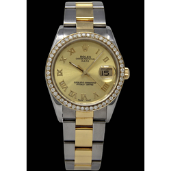 Montre Rolex Date Series pour homme et femme en acier inoxydable et or, deux tons