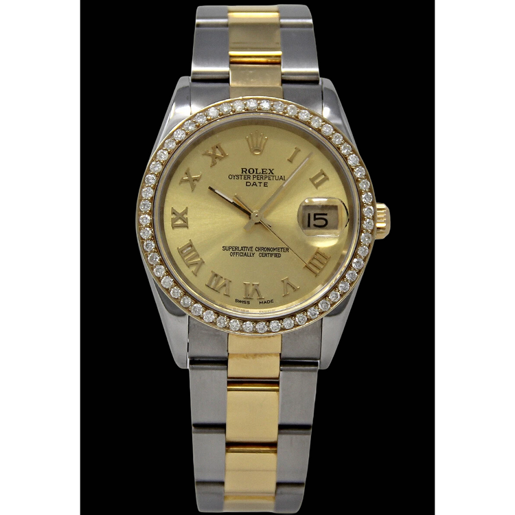 Montre Rolex Date Series pour homme et femme en acier inoxydable et or, deux tons