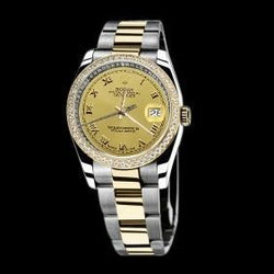 Montre Rolex Date Series pour homme et femme en acier inoxydable et or, deux tons