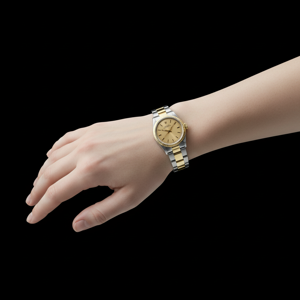 Montre Rolex Date de taille moyenne, 30 mm, bracelet, cadran bâton, deux tons P5