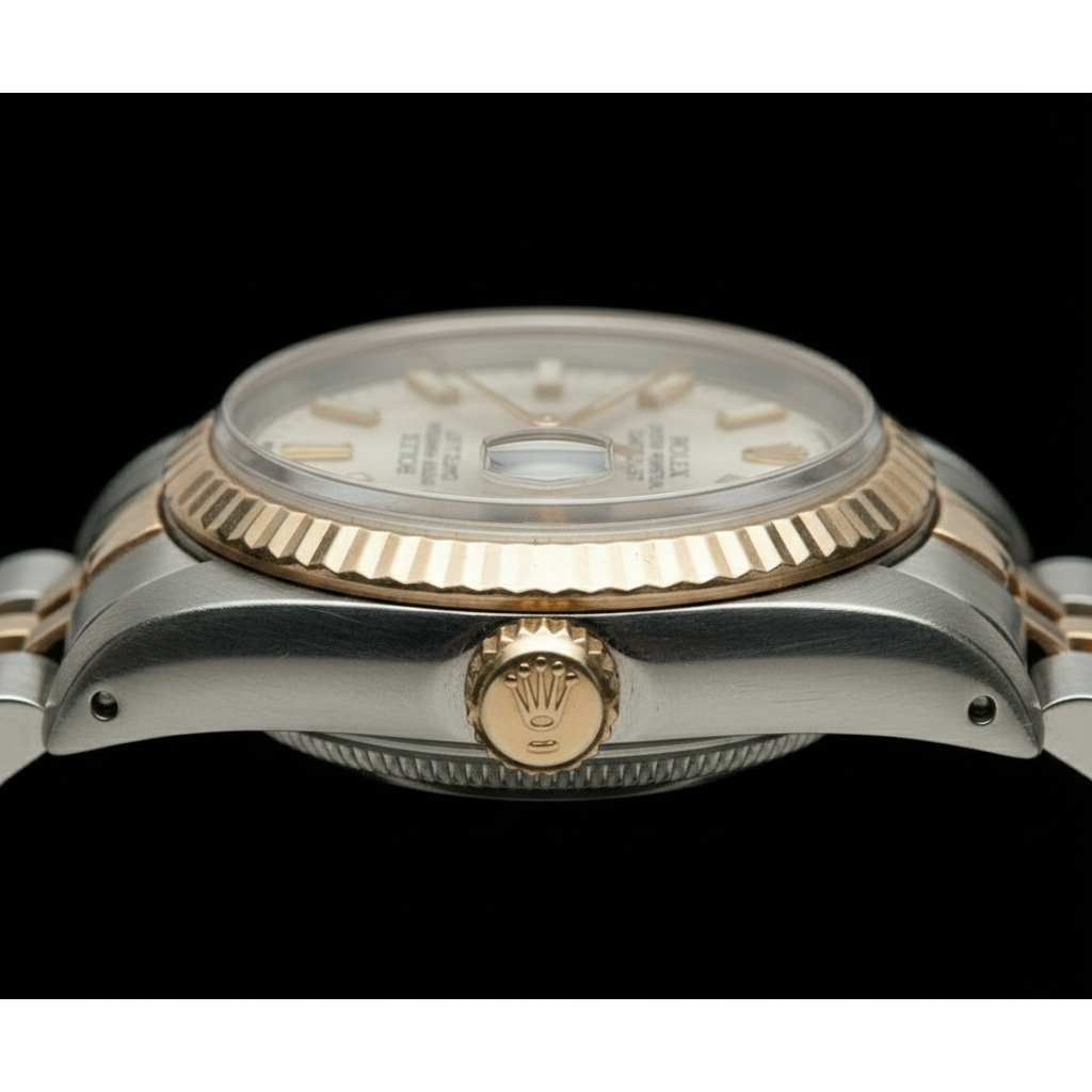 Montre Rolex Date just blanche Datejust pour femme, jubilé en or jaune et acier inoxydable