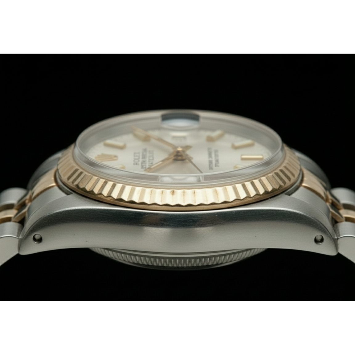 Montre Rolex Date just blanche Datejust pour femme, jubilé en or jaune et acier inoxydable