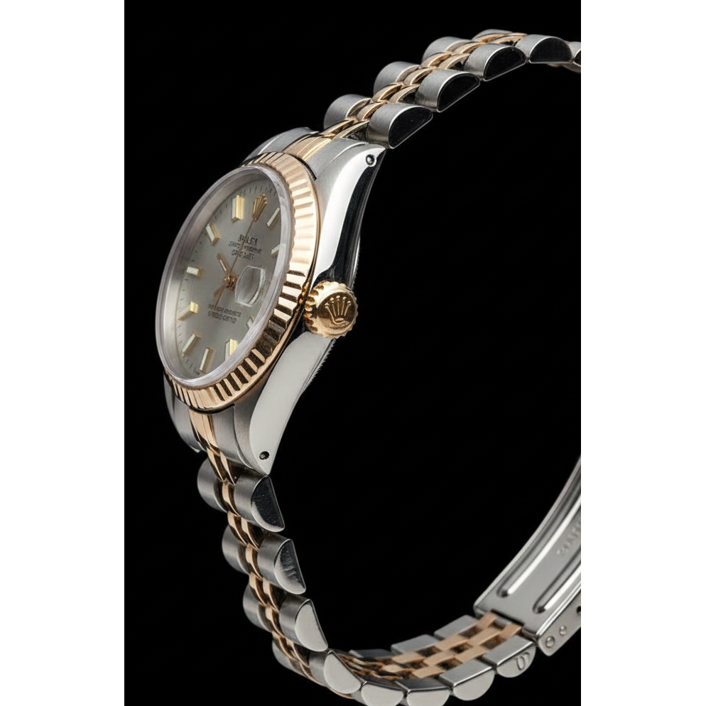 Montre Rolex Date just blanche Datejust pour femme, jubilé en or jaune et acier inoxydable