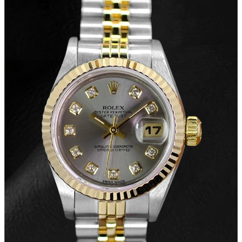 Montre Rolex Datejust 2001 pour femme avec cadran gris diamant 26 mm bicolore
