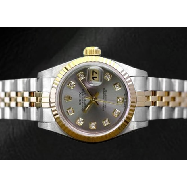 Montre Rolex Datejust 2001 pour femme avec cadran gris diamant 26 mm bicolore