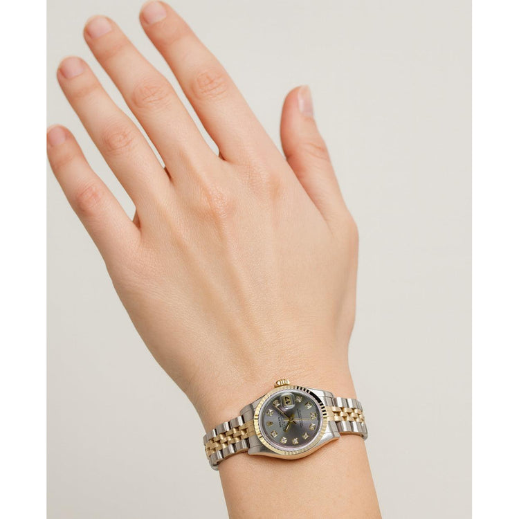 Montre Rolex Datejust 2001 pour femme avec cadran gris diamant 26 mm bicolore P1