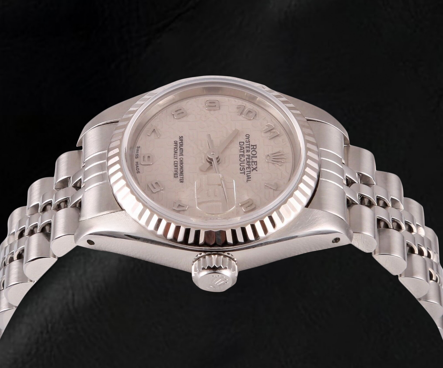 Montre Rolex Datejust 26 mm en acier inoxydable avec cadran blanc et chiffres arabes