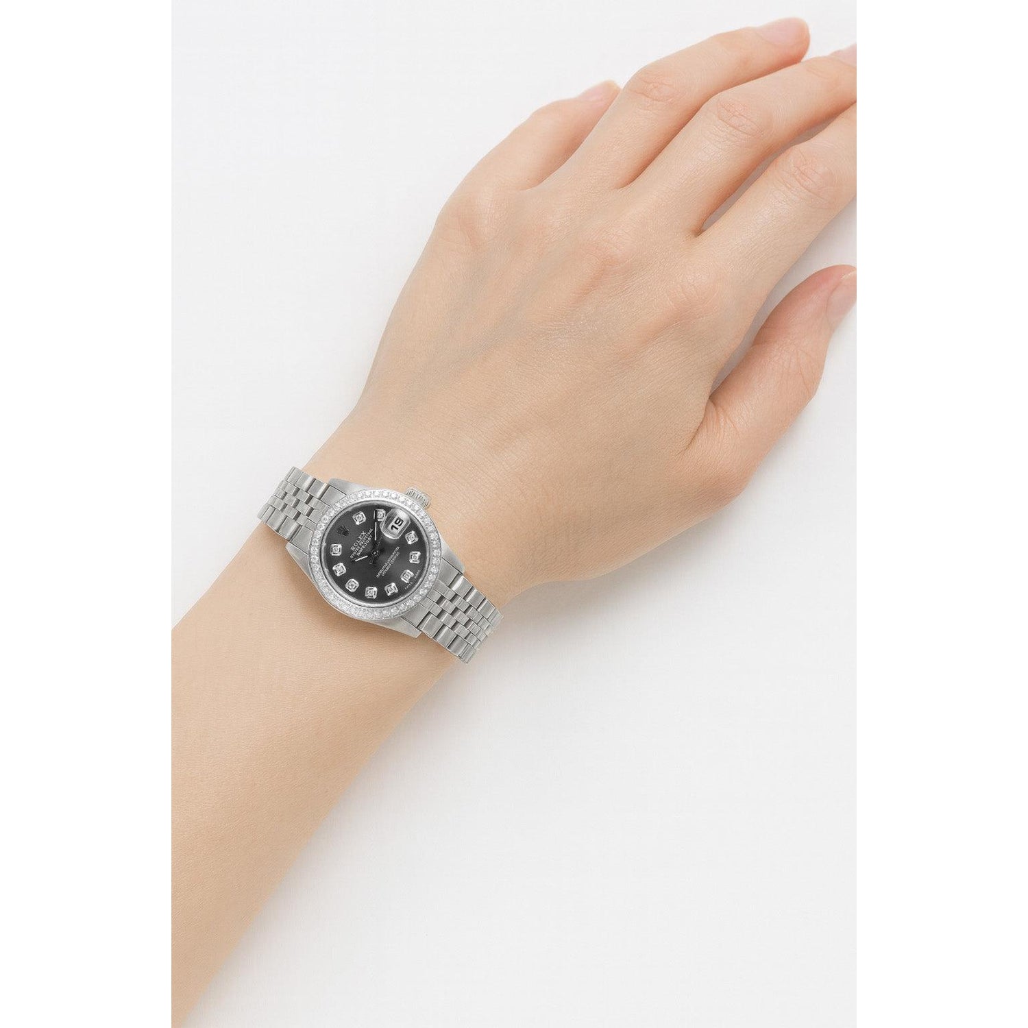 Montre Rolex Datejust 26 mm en acier inoxydable avec cadran diamant gris P1