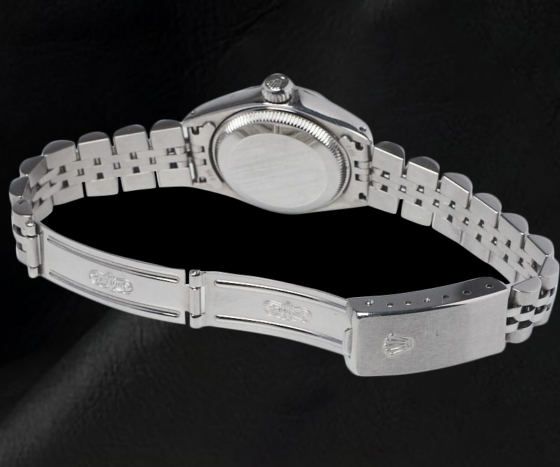 Montre Rolex Datejust 26 mm en acier inoxydable avec cadran en nacre rose et diamants