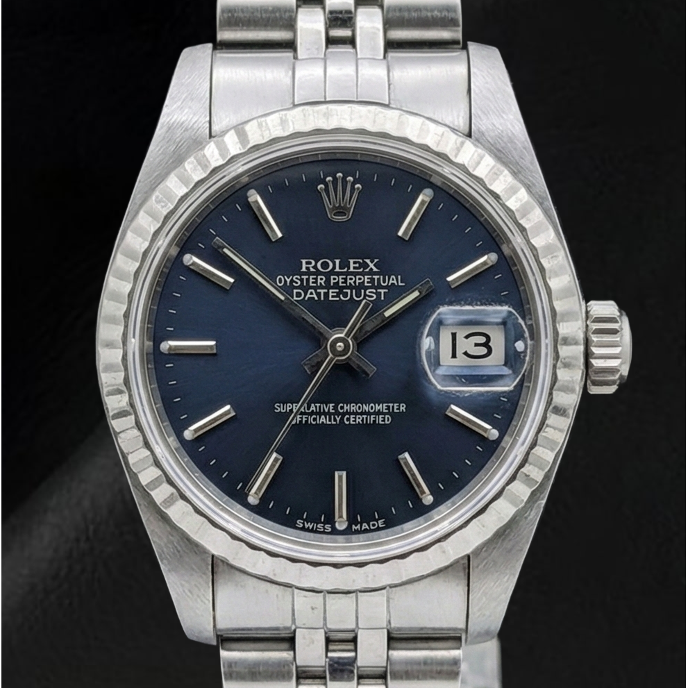 Montre Rolex Datejust 26 mm pour femme avec cadran noir en acier inoxydable