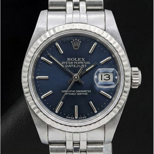 Montre Rolex Datejust 26 mm pour femme avec cadran noir en acier inoxydable