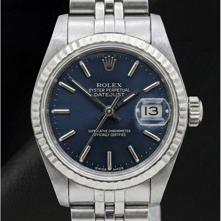 Montre Rolex Datejust 26 mm pour femme avec cadran noir en acier inoxydable