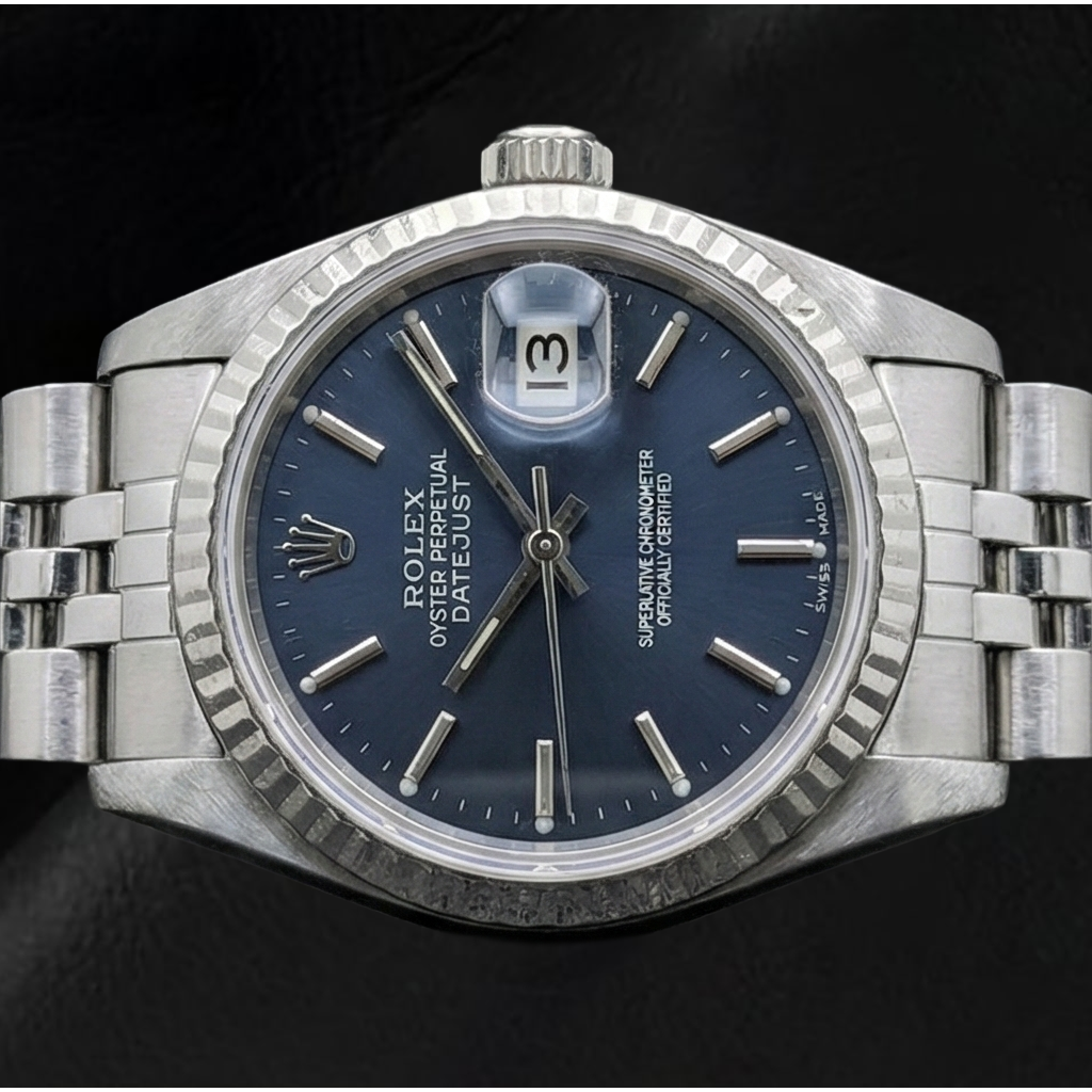Montre Rolex Datejust 26 mm pour femme avec cadran noir en acier inoxydable