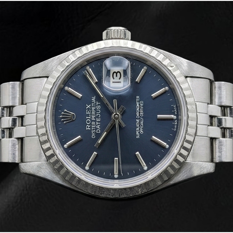 Montre Rolex Datejust 26 mm pour femme avec cadran noir en acier inoxydable