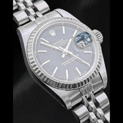 Montre Rolex Datejust 26 mm pour femme avec cadran noir en acier inoxydable
