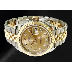 Montre Rolex Datejust 28 mm avec cadran diamant champagne modèle 2010 bicolore