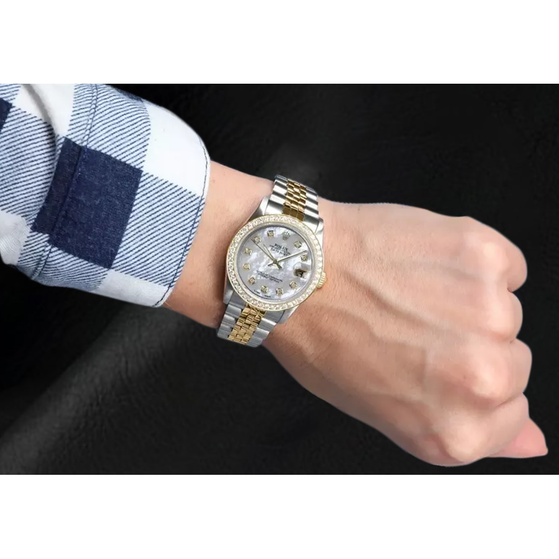 Montre Rolex Datejust 31 mm avec cadran en nacre blanche et diamants bicolore