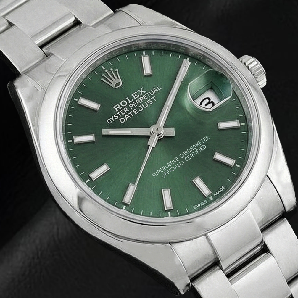 Montre Rolex Datejust 31 mm en acier inoxydable avec cadran lumineux vert menthe
