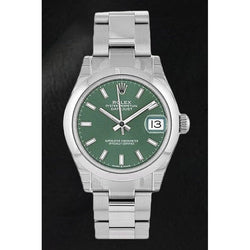 Montre Rolex Datejust 31 mm en acier inoxydable avec cadran lumineux vert menthe