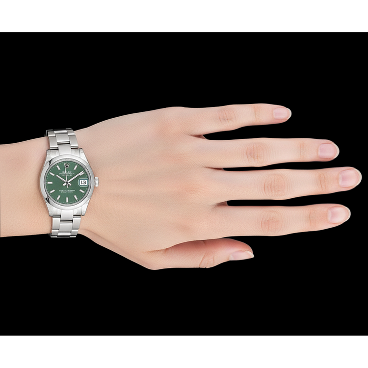 Montre Rolex Datejust 31 mm en acier inoxydable avec cadran lumineux vert menthe P3