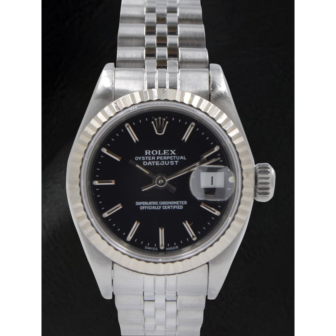 Montre Rolex Datejust 31 mm en acier inoxydable avec cadran noir