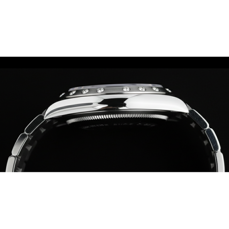 Montre Rolex Datejust 31 mm en acier inoxydable avec diamants romains noirs pour femme