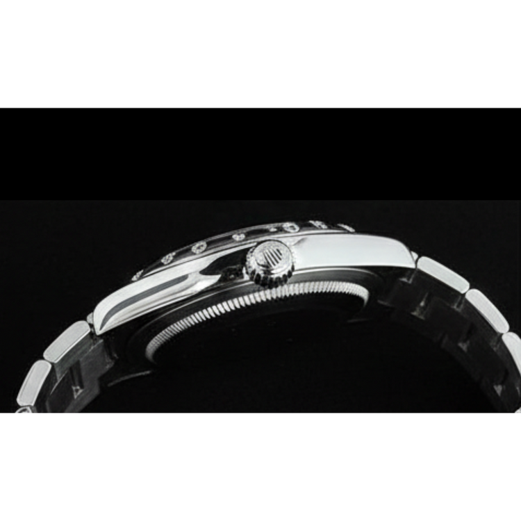 Montre Rolex Datejust 31 mm en acier inoxydable avec diamants romains noirs pour femme