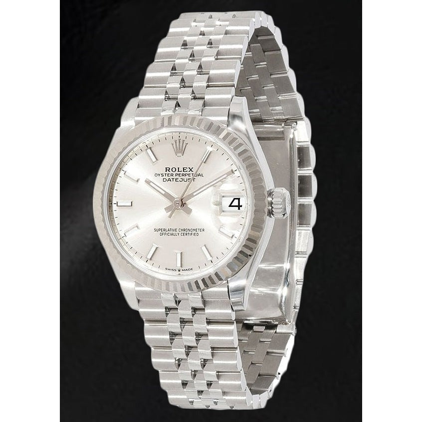 Montre Rolex Datejust 31 mm pour femme, argentée et lumineuse