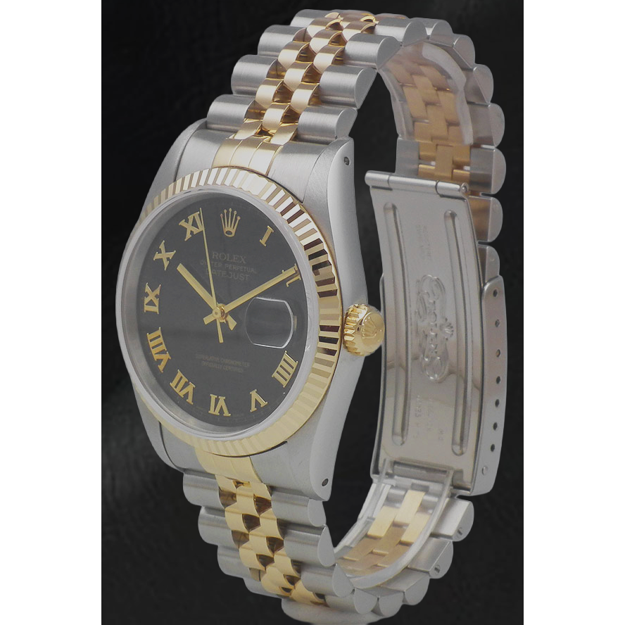 Montre Rolex Datejust 31 mm pour femme, cadran noir bicolore à chiffres romains