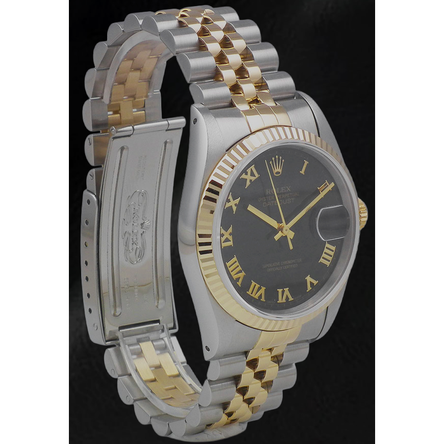 Montre Rolex Datejust 31 mm pour femme, cadran noir bicolore à chiffres romains