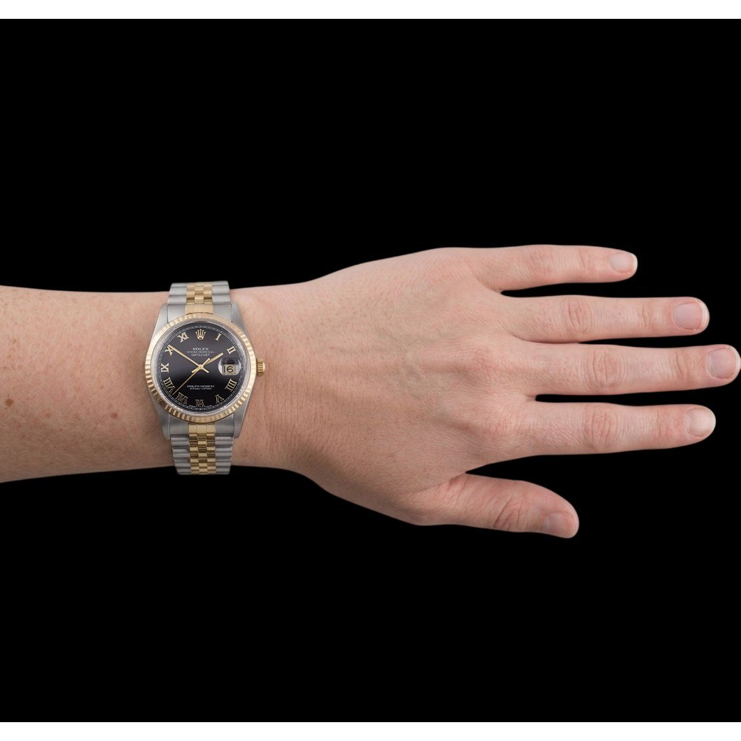 Montre Rolex Datejust 31 mm pour femme, cadran noir bicolore à chiffres romains