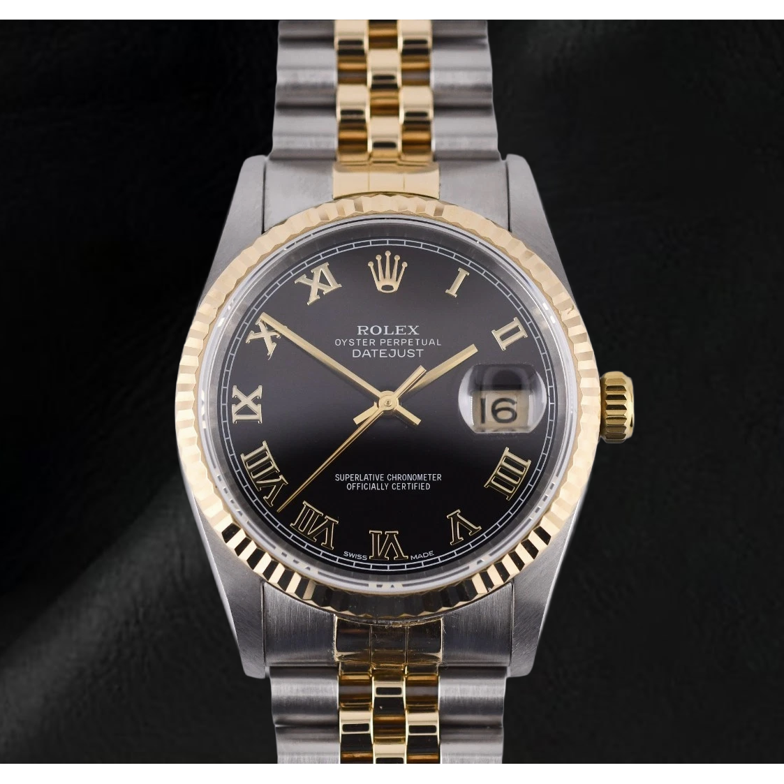 Montre Rolex Datejust 31 mm pour femme, cadran noir bicolore à chiffres romains