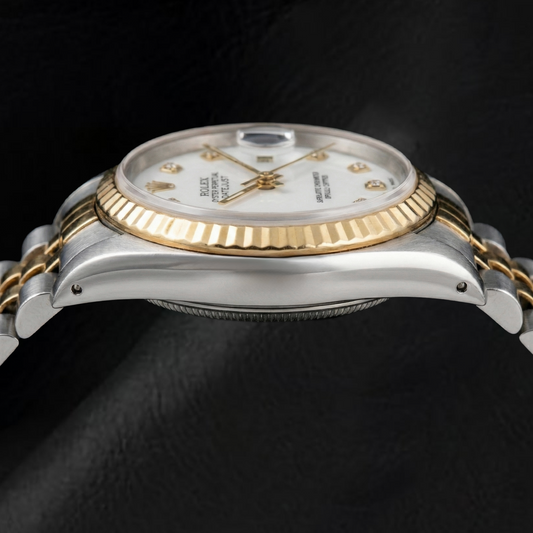 Montre Rolex Datejust 36 mm Cadran blanc diamant bicolore