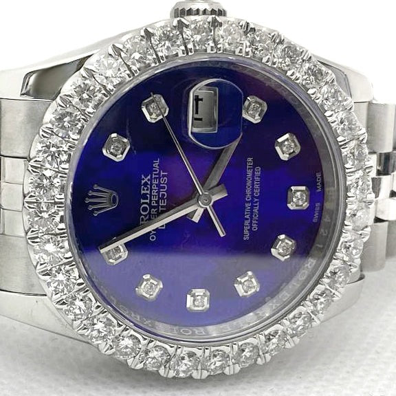 cadran en nacre bleue et diamants
