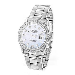 Montre Rolex Datejust 36 mm pour homme avec lunette en diamant en acier inoxydable