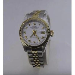 Montre Rolex Datejust 36 mm pour homme, cadran blanc, bracelet bicolore, réglage rapide