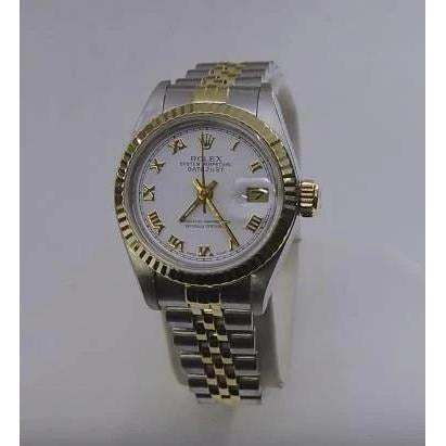 Montre Rolex Datejust 36 mm pour homme, cadran blanc, bracelet bicolore
